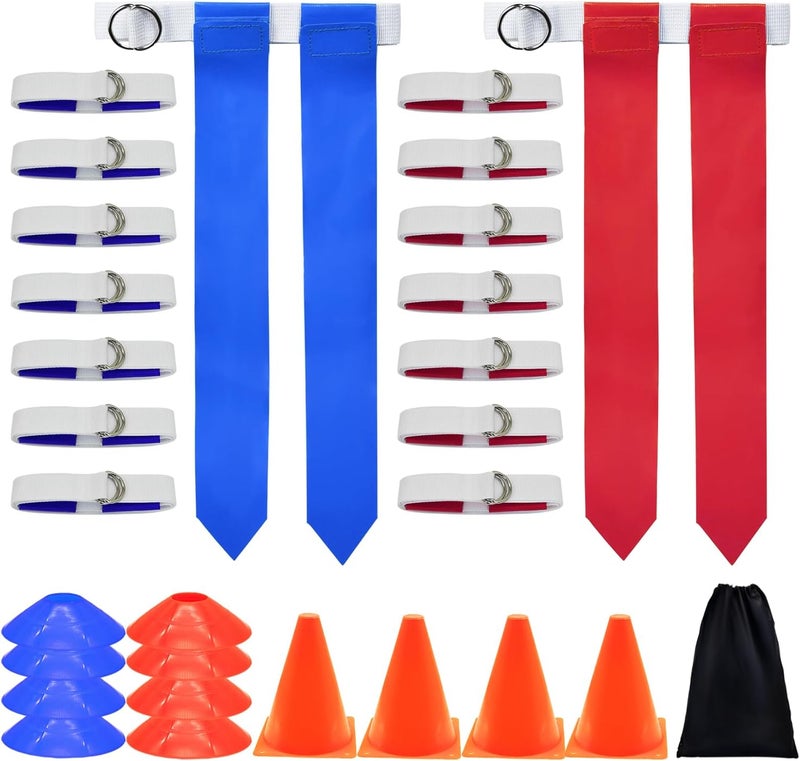 chicarry Flag Football Set, 14 Player/ 28 Player Football Flags and Belts Set, Includes Belts, Football Flags, Cones - Image 1